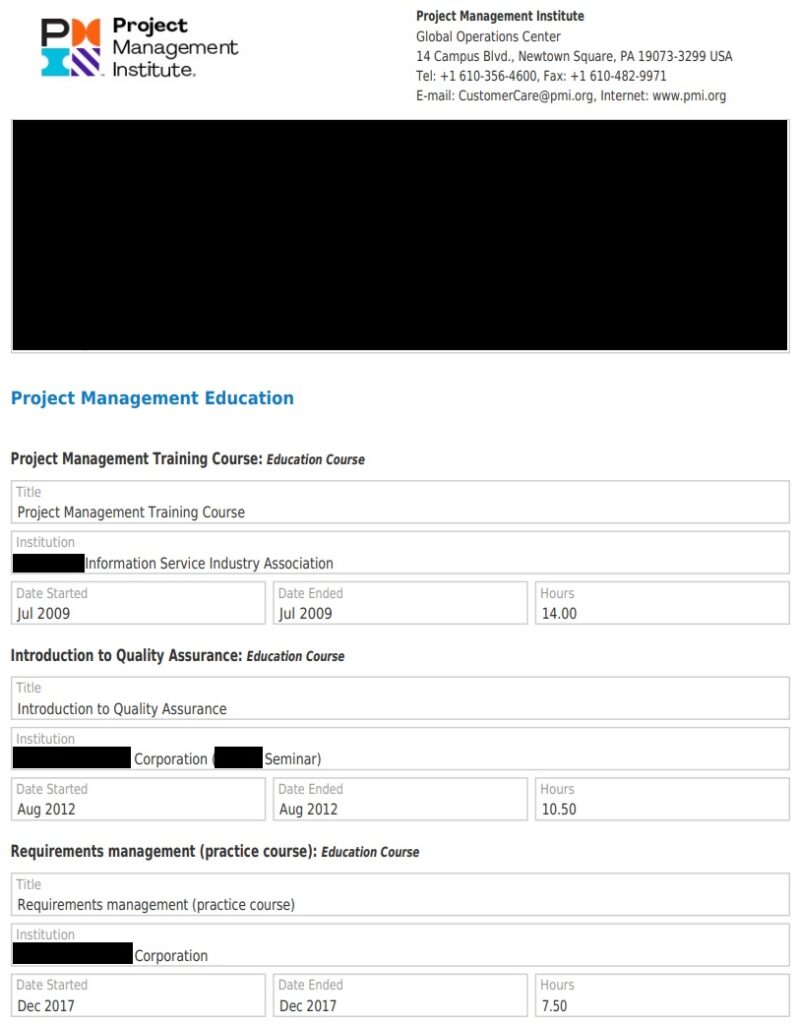 【PMP】申請フォーム・記入例