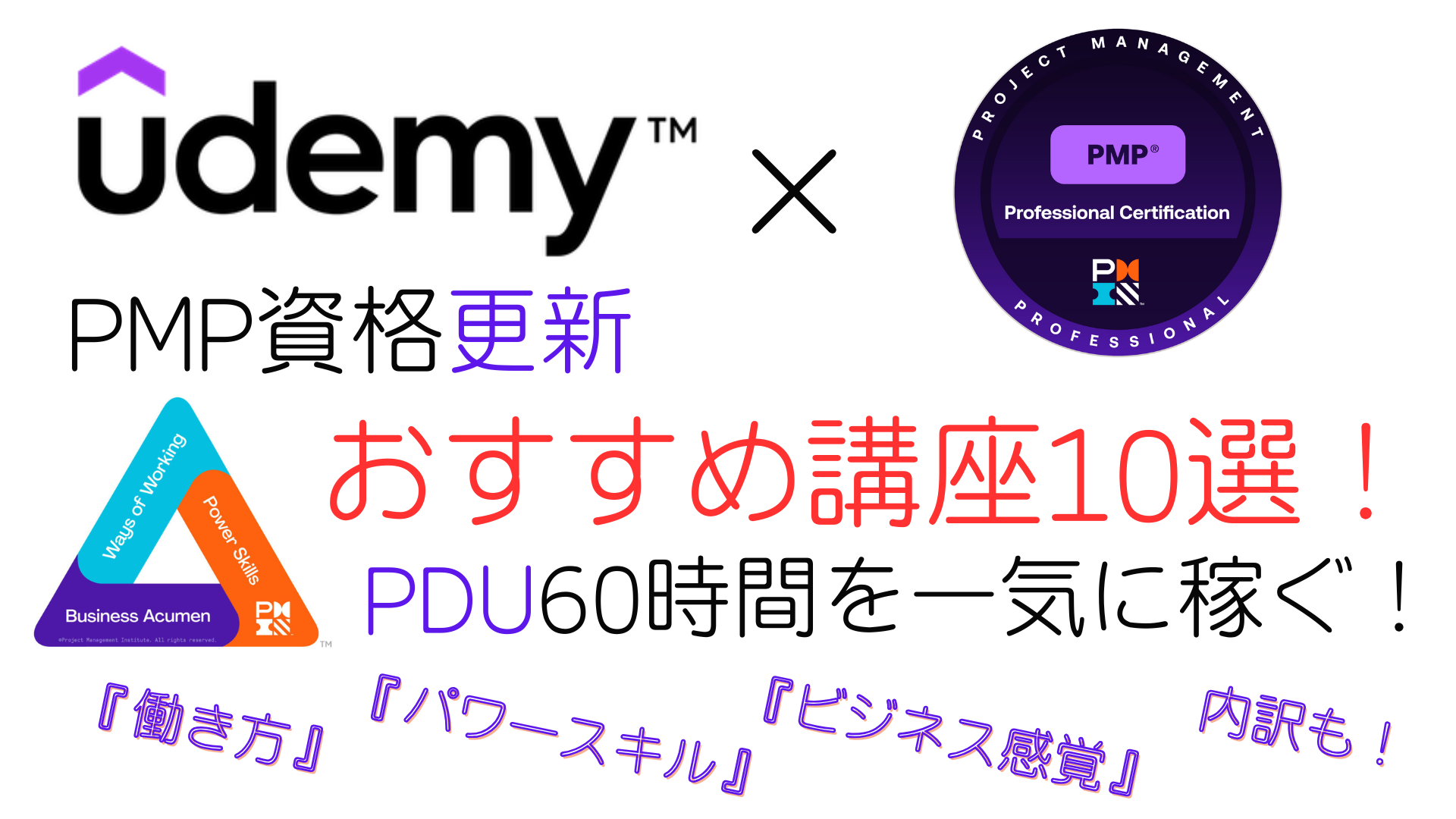 Udemy　PMP資格更新・PDU60時間おすすめ講座10選！
