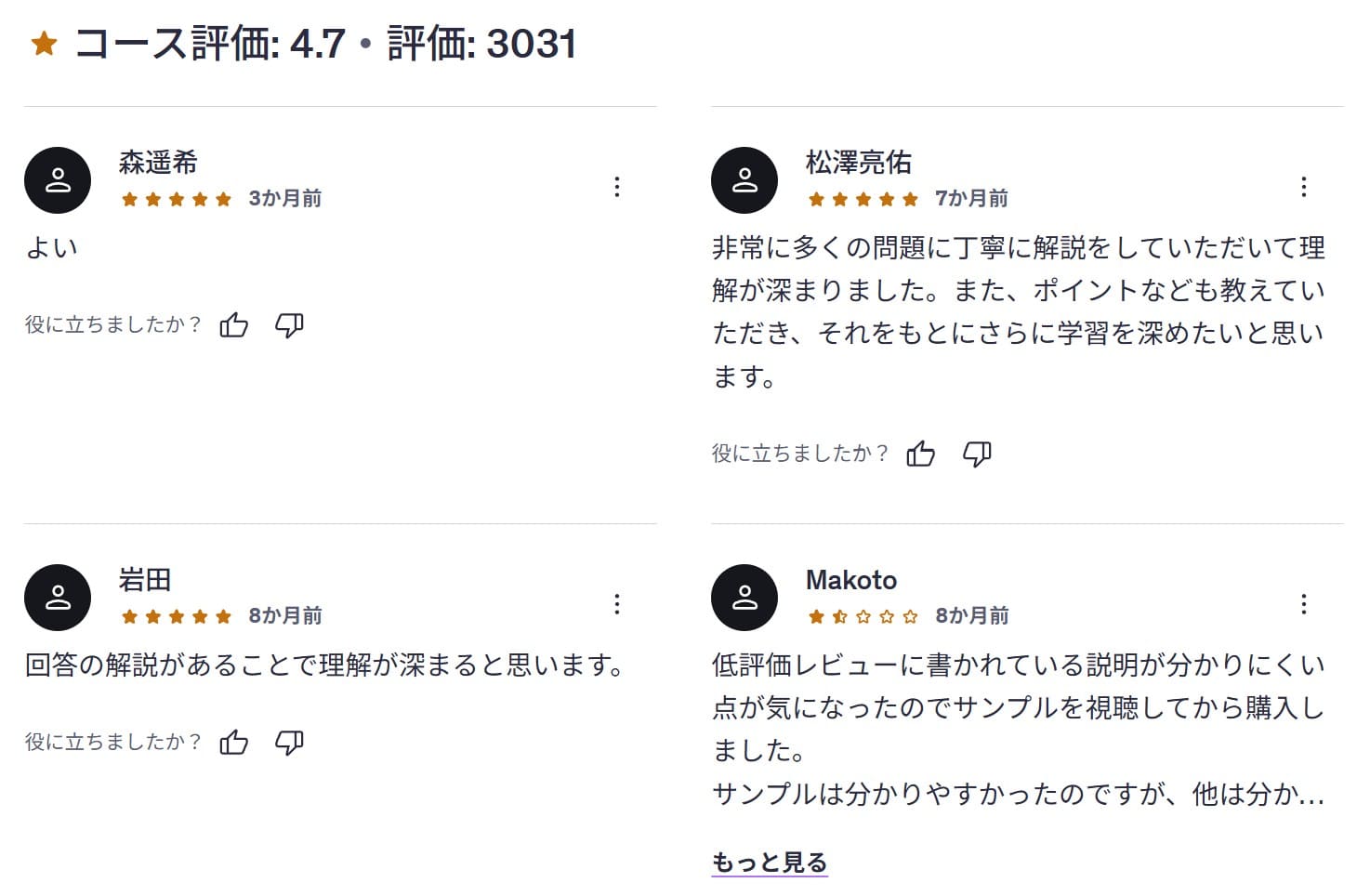 Udemy-令和8年版：参考書の著者直伝！【応用情報技術者試験　科目B試験】講座　合格に必要な知識の徹底解説＋過去問題解説　レビューコメント