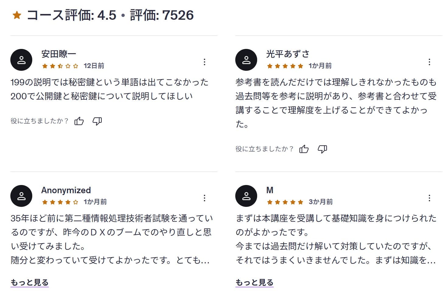 Udemy-令和8年版:参考書の著者直伝!【基本情報技術者試験 科目A】講座 基礎理論から経営戦略までの全範囲を網羅 レビューコメント
