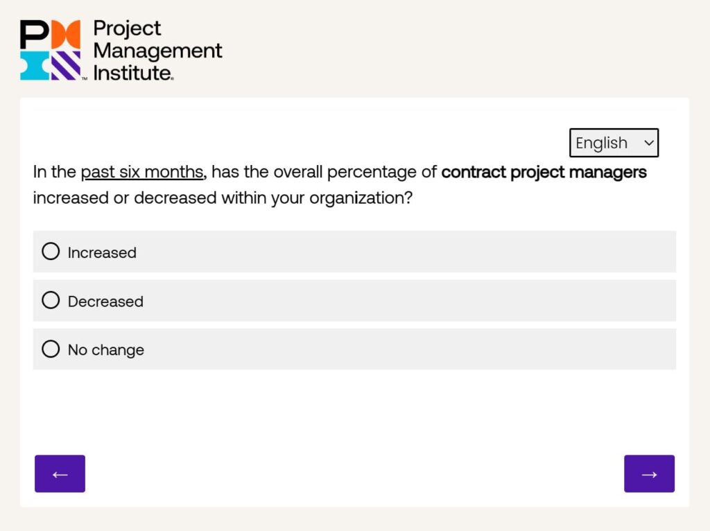 PMIアンケート調査（８）契約プロジェクトマネージャーの割合について（過去）